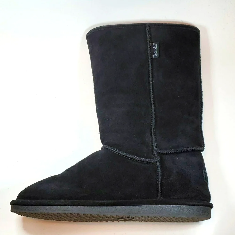 BJORNDAL Zoe Black Leather Suede Boots 10